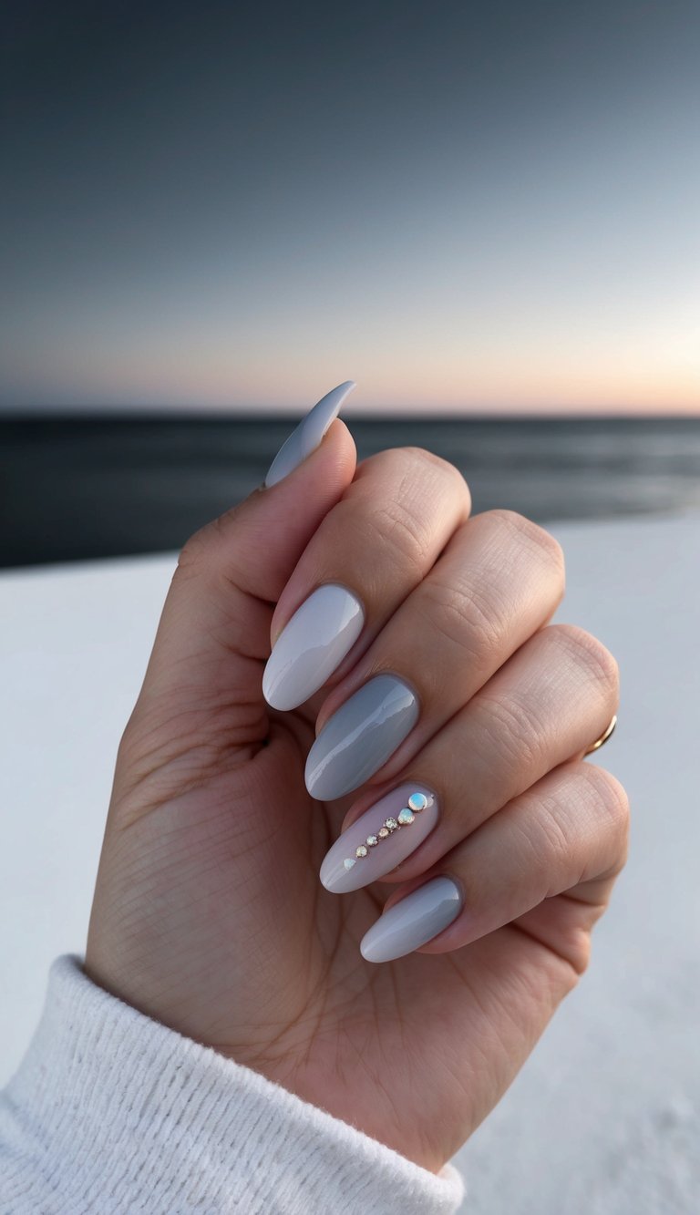 A serene twilight sky with a gradient of gray hues fading into the horizon