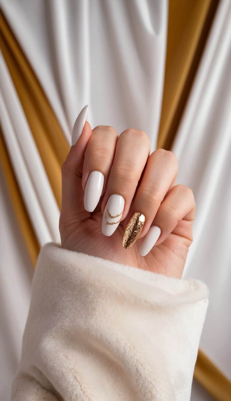 A plush white and gold velvet backdrop with 50 stunning nail art designs