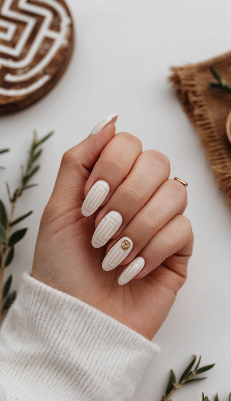 A Greek Key maze surrounded by rustic country elements