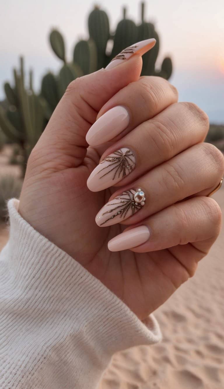 A desert sunset with cacti and rustic elements