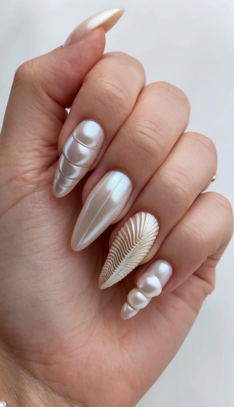 A collection of 50 pearly seashell-inspired nail art designs