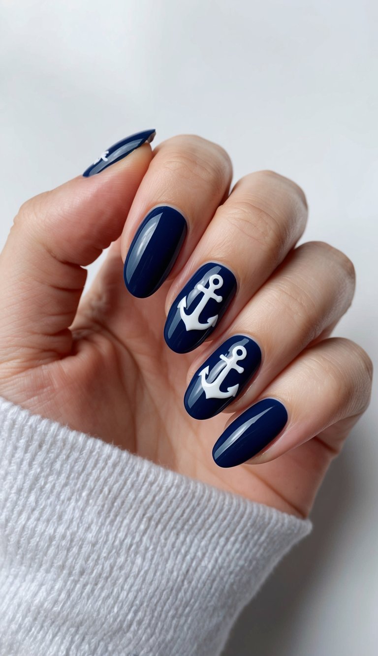 32 Navy Nail Art Ideas for Summer: Elegant Maritime-Inspired Designs for the sunny season