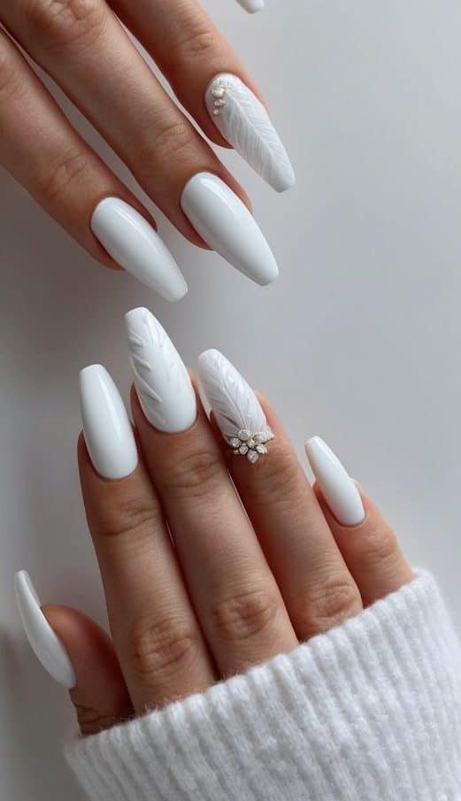 A clean and classy scene with 50 white nail art designs by Snowflake White