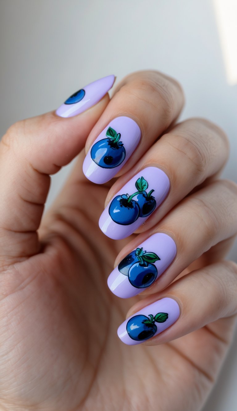Blueberries on lavender nails